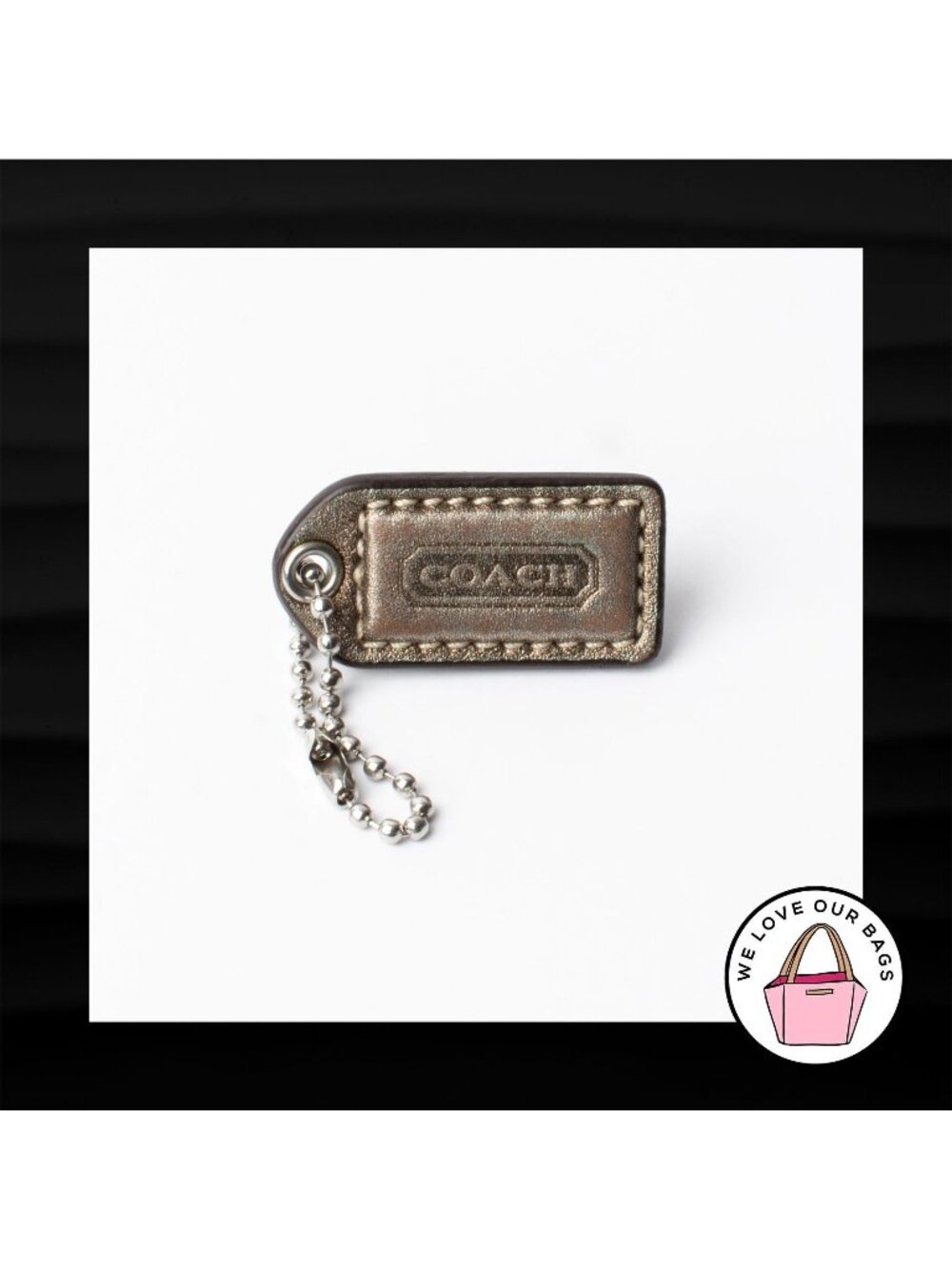 1.5" Small COACH GOLD METALLIC LEATHER KEY FOB